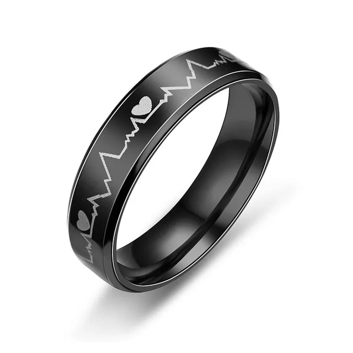 Fashion Titanium Steel ECG Love Ring