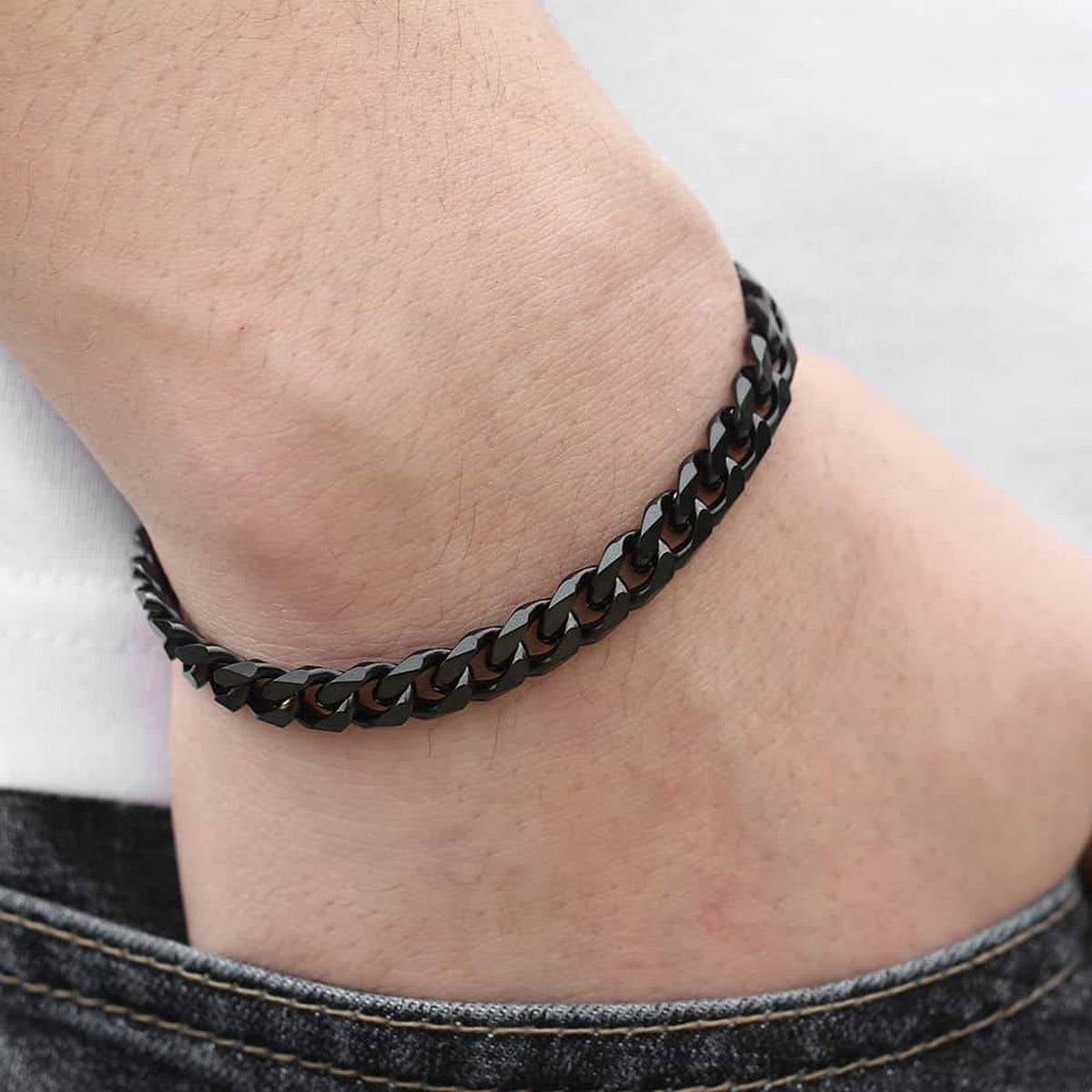 Attractive Black Chain Bracelet Stainless Steel Bracelet Gift for Boys