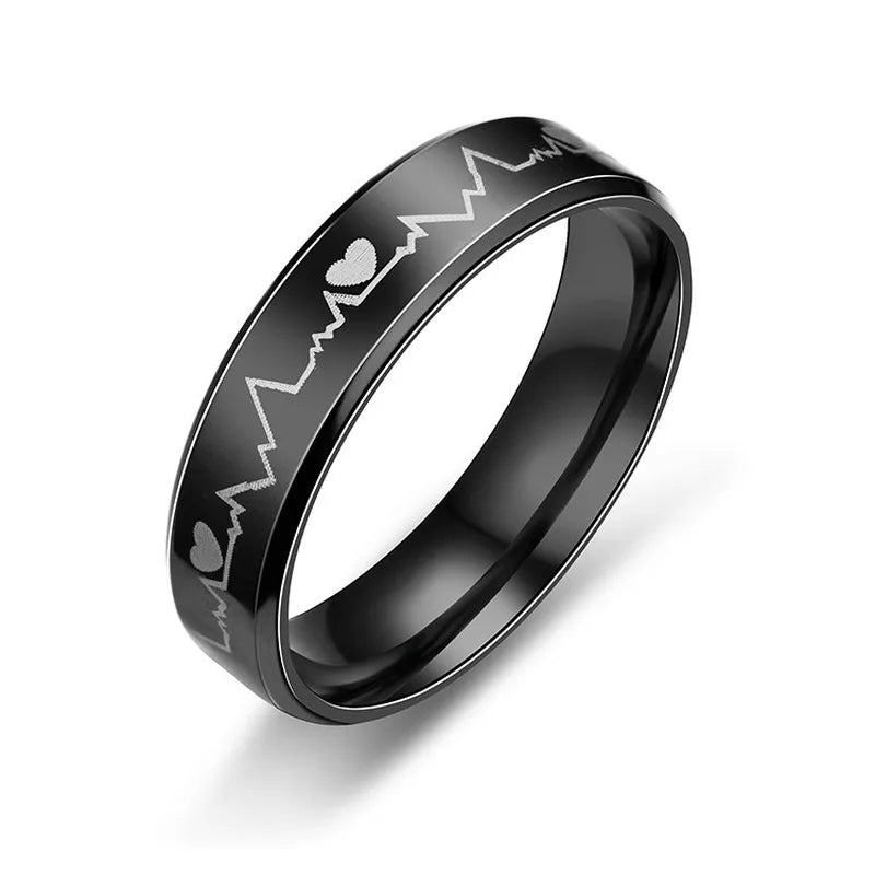 Fashion Titanium Steel ECG Love Ring