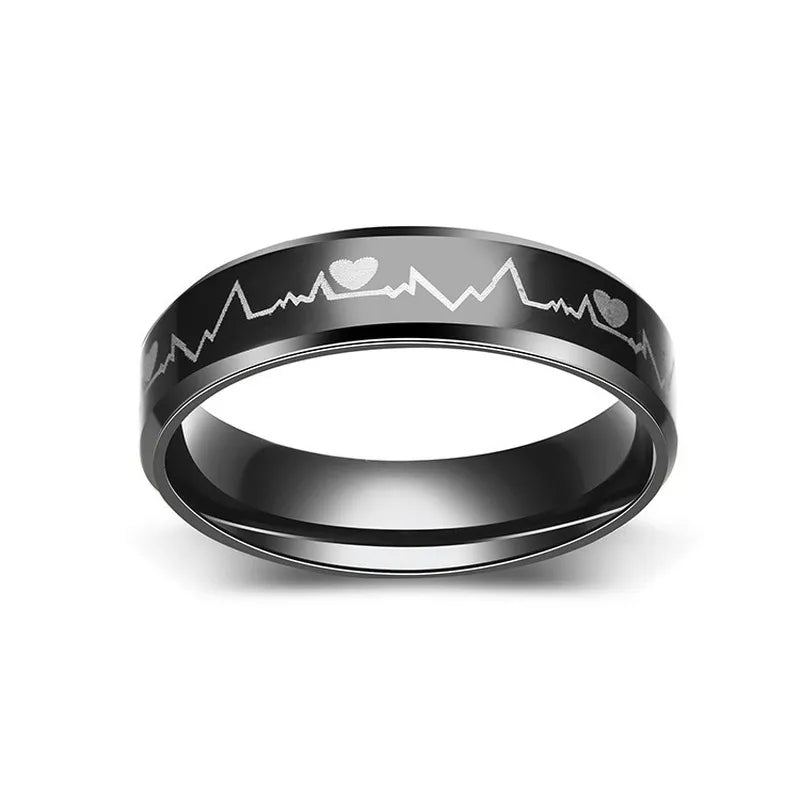 Fashion Titanium Steel ECG Love Ring