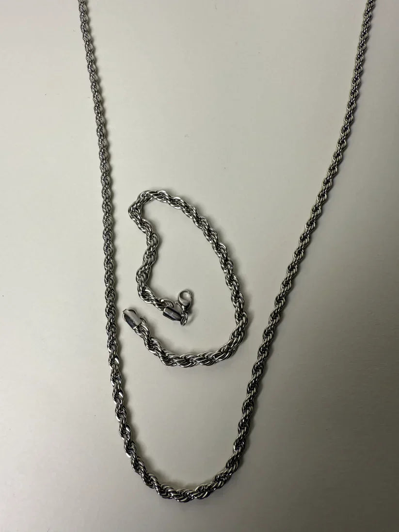 Premium Stainless Steel Rope Chain With Free Rope Bracelet – Men & Women